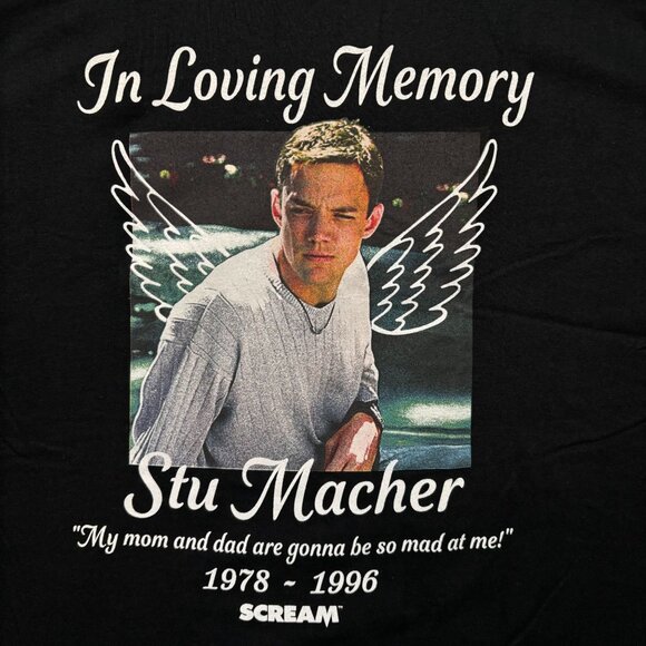 Scream Ghostface In Loving Memory of Stu Macher Horror Tee 2XL - Picture 2 of 4